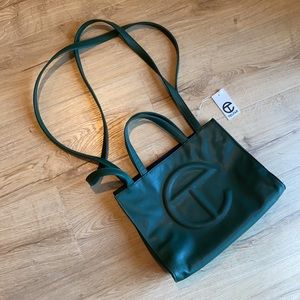TELFAR Global Medium green leather bag 2018 sample